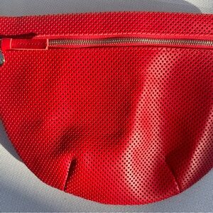 Elegant Red Perforated Crossbody Bag